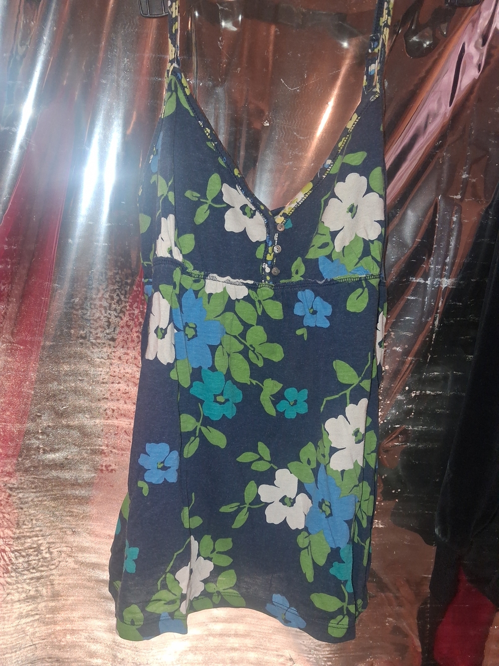 Aeropastle Navy Floral Spaghetti Strap Tank Top